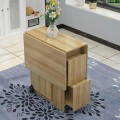 Mesa Plegable Giratoria Con 4 Bancos madera claro