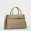 Cartera de mano Bay en cuero graneado Taupe
