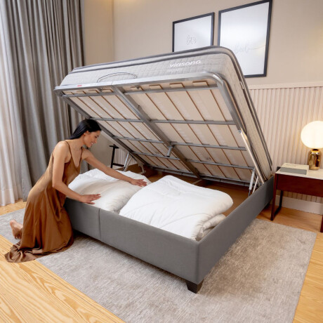 Cama baúl FLAT Gris - 1,5 PLAZAS