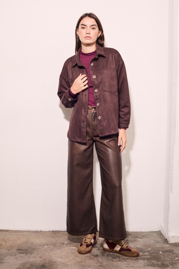Sobrecamisa Gamuza Cuero Vegano Marron