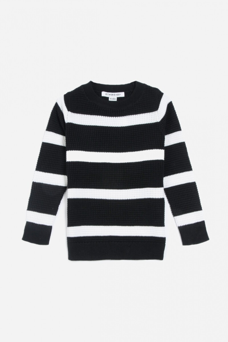 Sweater cuello redondo NEGRO Y BLANCO