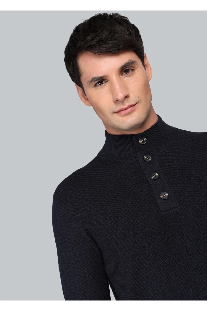 Sweater cuello alto con botones NEW BLUE