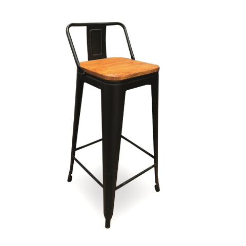 TABURETE TOLIX NEGRO CON ASIENTO DE MADERA TABURETE TOLIX NEGRO CON ASIENTO DE MADERA