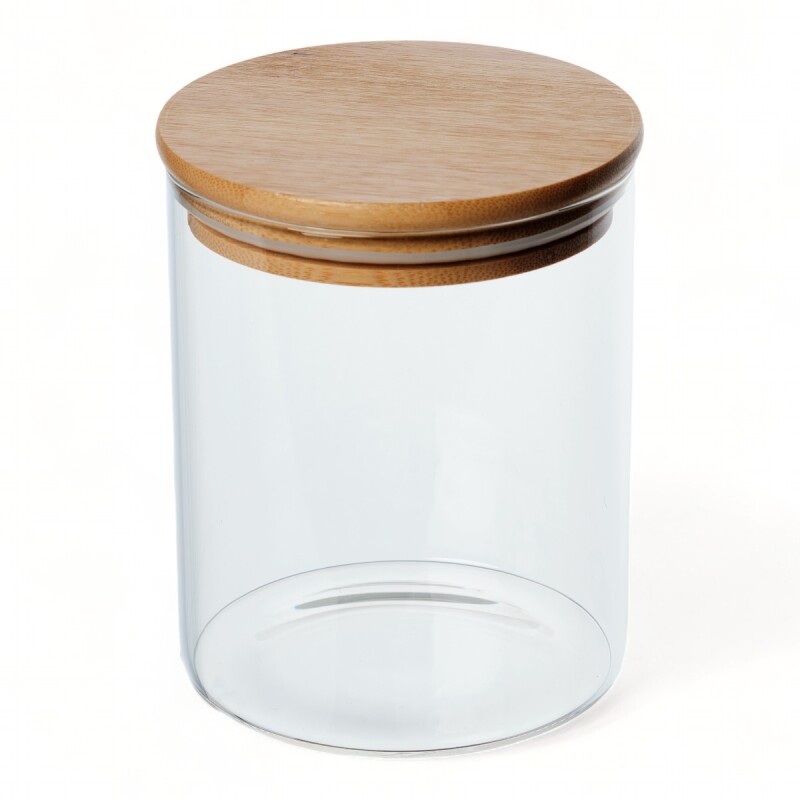 Frasco De Borosilicato Tapa Bambu 820ml Sin Color