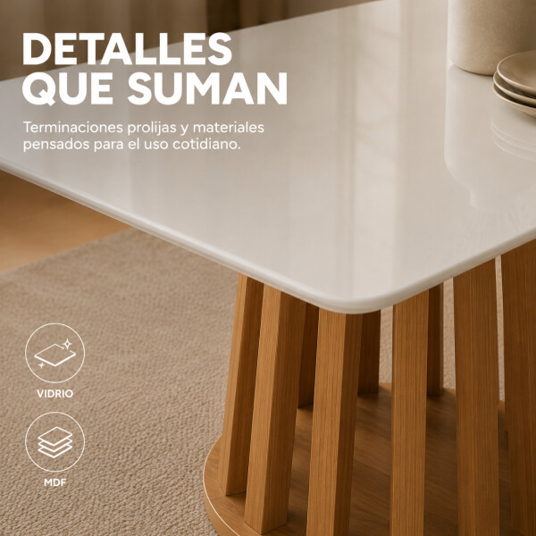 Mesa De Comedor Jade Circular 102 Cm Laqueada Vidrio Moderna Blanco 1