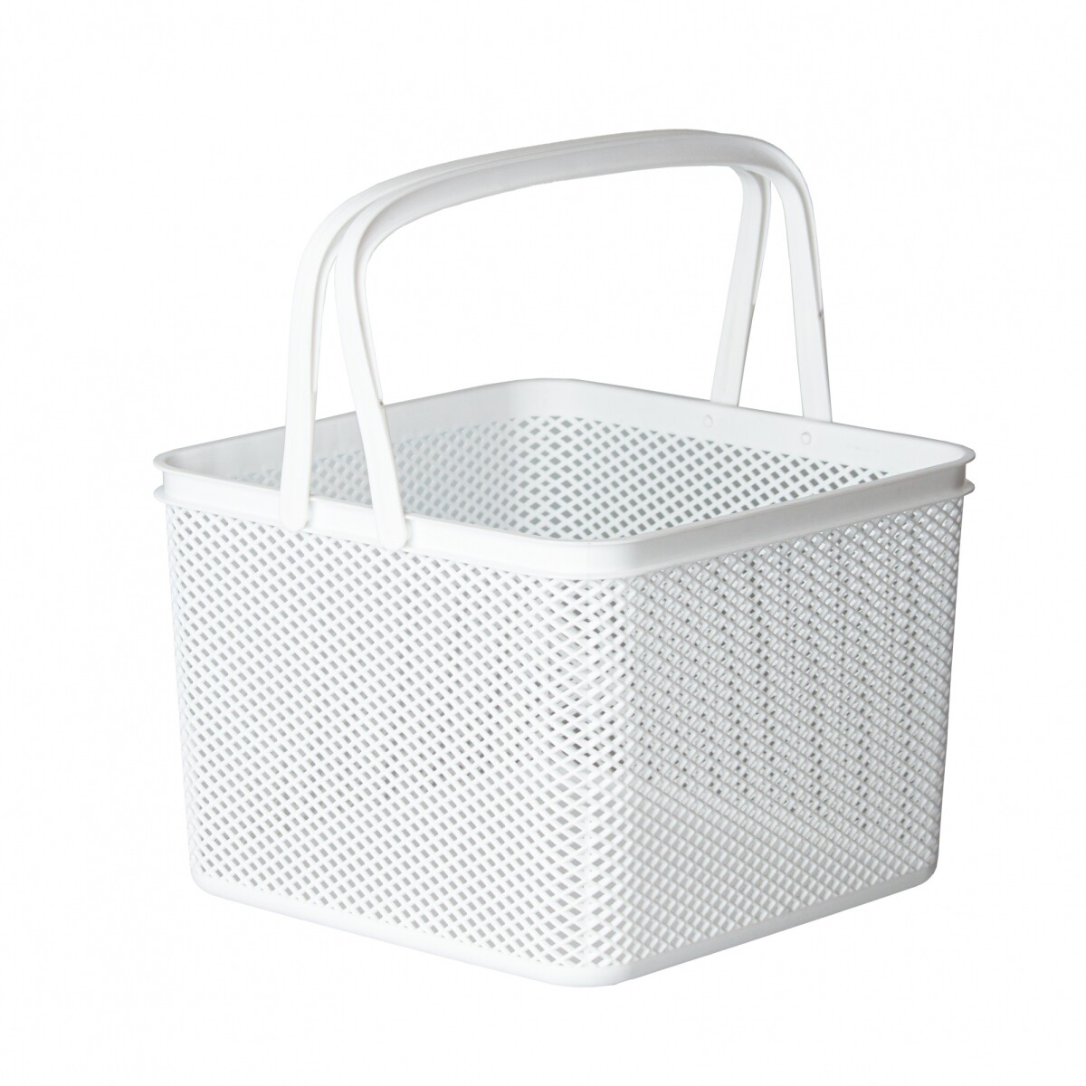 CESTO LINEA CON ASA CUADRADO BLANCO 27X27X20 CM. 