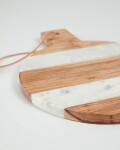 Tabla de servir redonda Tresa madera maciza acácia y mármol blanco Tabla de servir redonda Tresa madera maciza acácia y mármol blanco