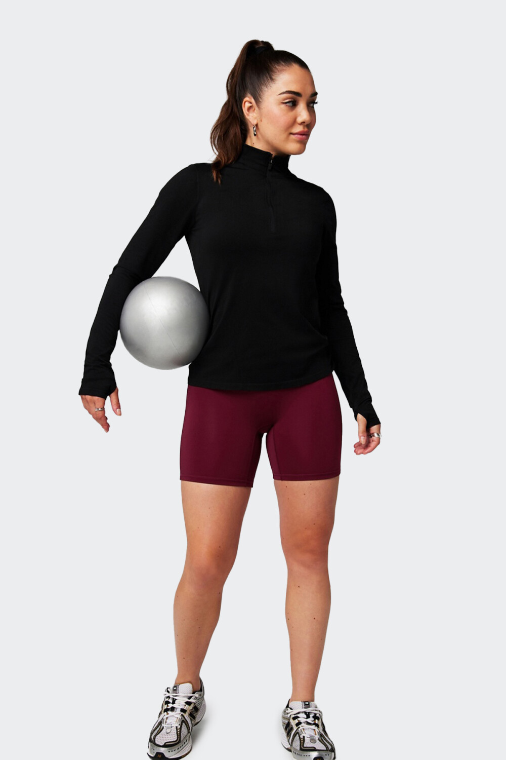 Remera Fabletics Manga Larga Feather Tech Negro