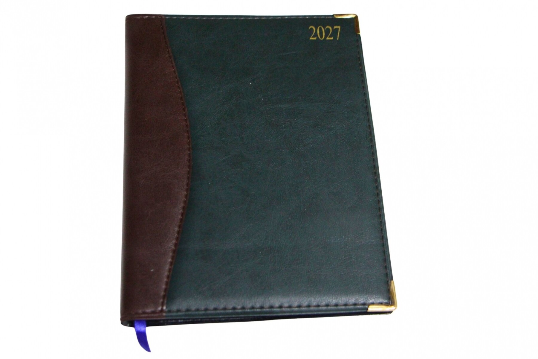 AGENDA ABEZETA 201 CLASICA DEL AÑO TAPA COSIDA SEMANA A LA VISTA - TAPA MARRON Y VERDE 