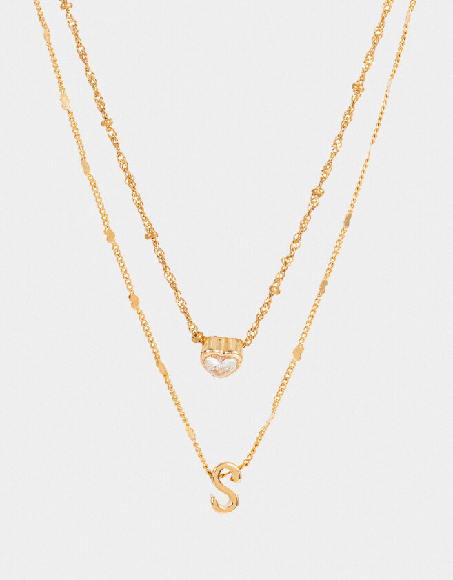 Collares Cortos Con cubic zirconia Collar Corto Cubic Inicial "s" - Dorado