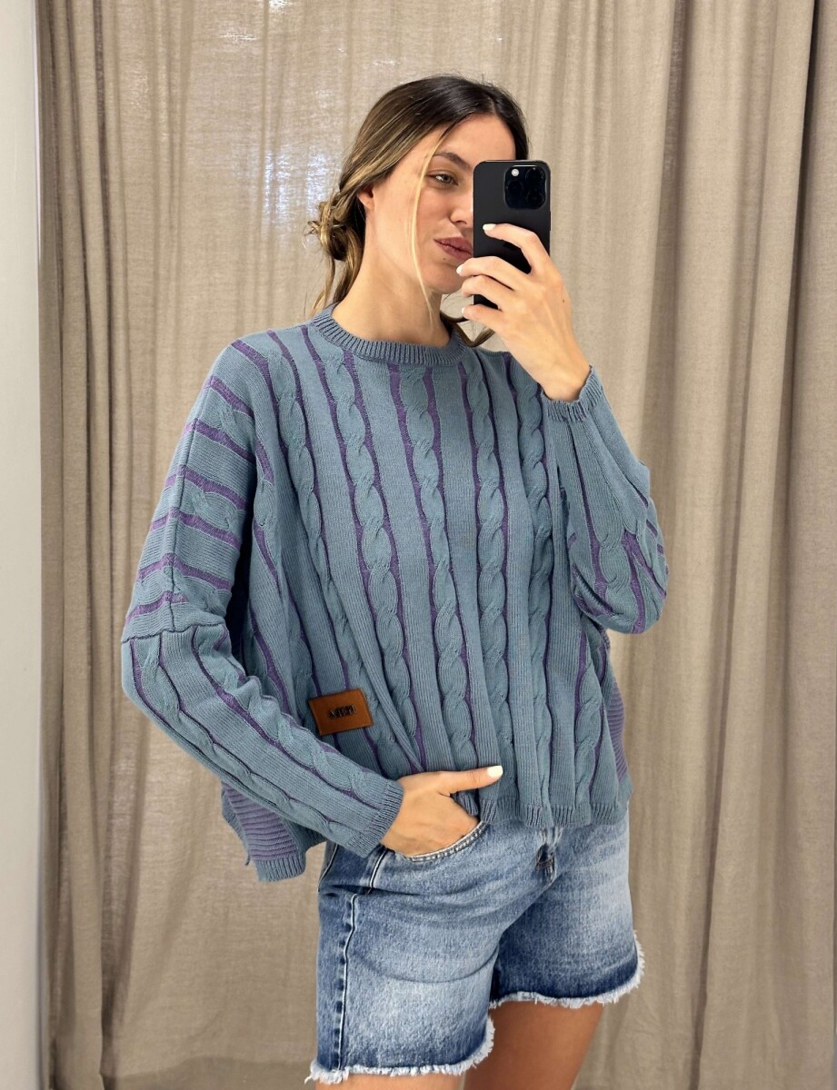 Sweater Oceano Crop - Violeta/Petroleo 
