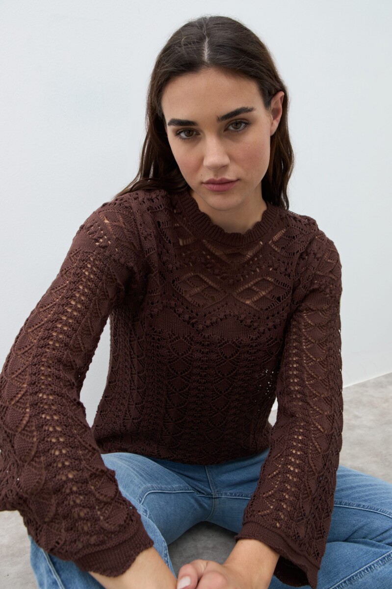 Sweater calado - chocolate 