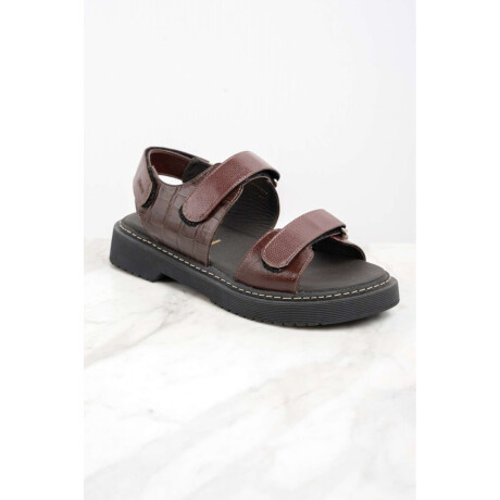 Sandalia Cuero Combinada Bordeaux