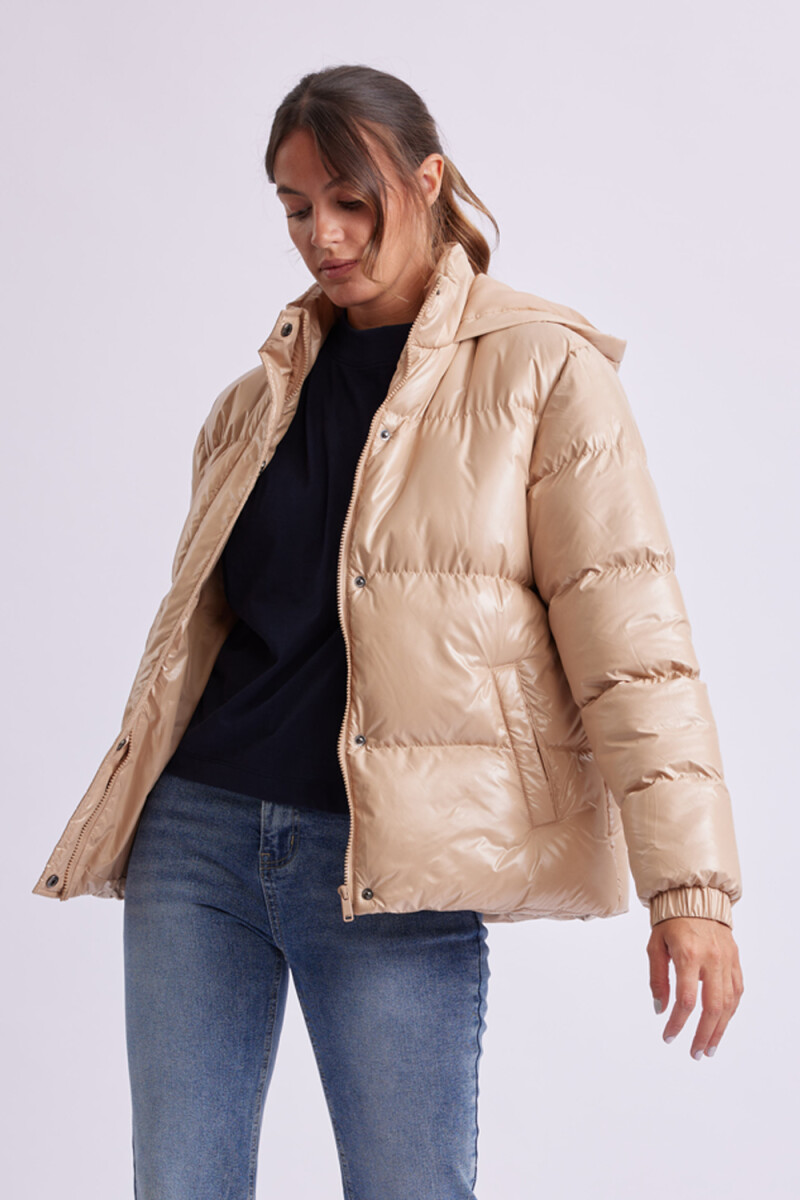 Campera de abrigo con capucha Taupe