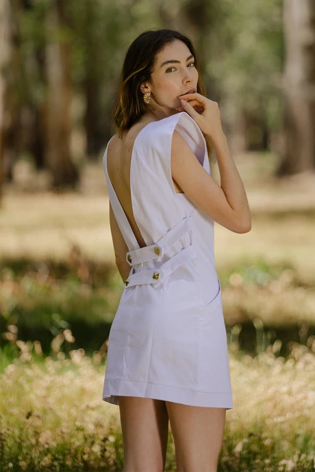 Vestido Blanco Solapas Sastre Blanco