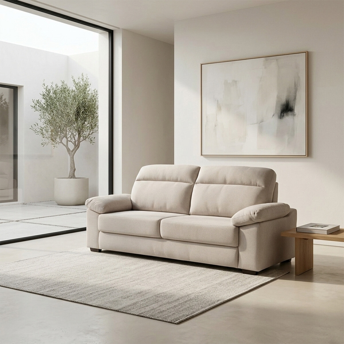 Sofá Owen - Tela Microfibra - 3 cuerpos - 12072 (Beige) 