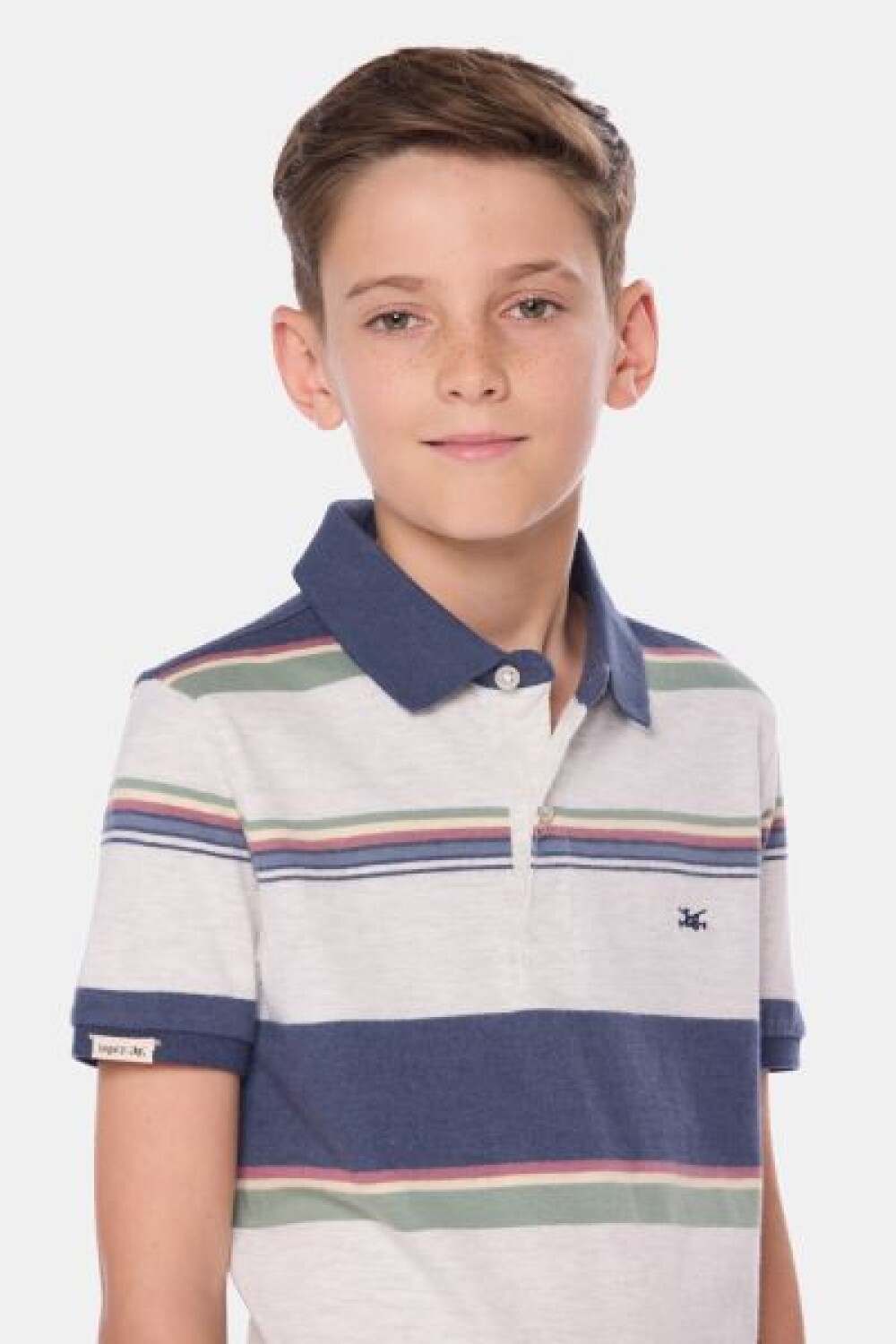 REMERA POLO RAYADA DE ALGODÓN Gris