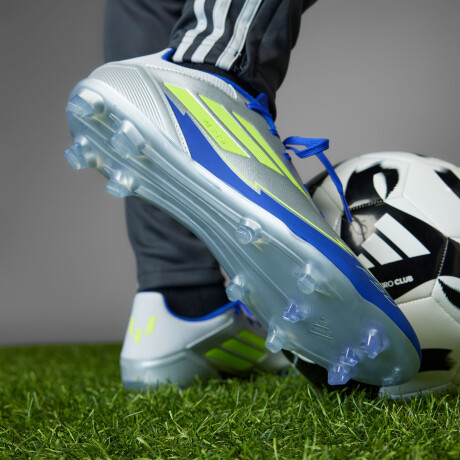 Championes de Fútbol 11 Unisex Adidas F50 League FG Messi Plateado - Azul - Amarillo