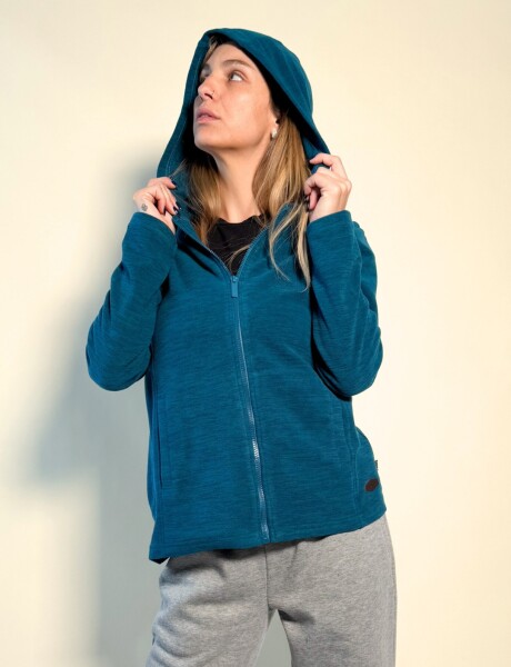 Campera micropolar jaspeada Greta Petroleo