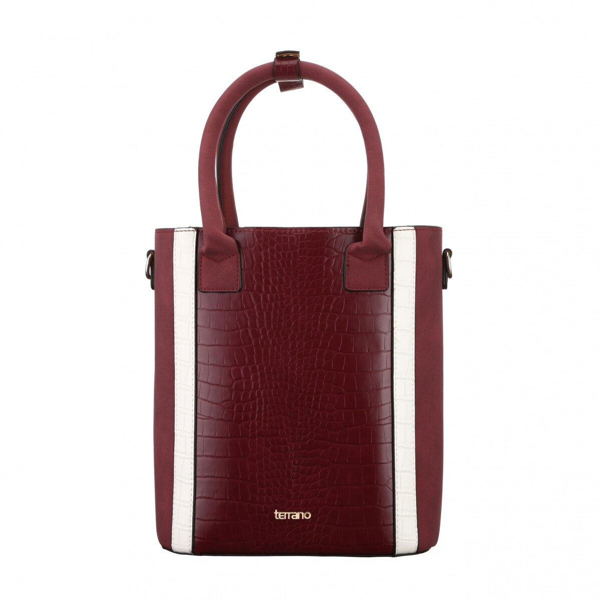 CARTERA MATERA TERRANO DE MANO - BORDO CON BLANCO 