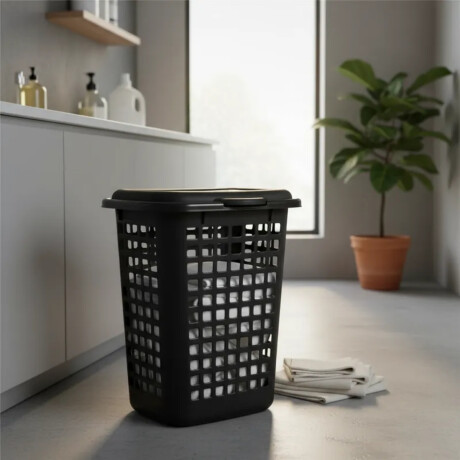 Cesto ecológico para ropa con tapa 60 lts NEGRO
