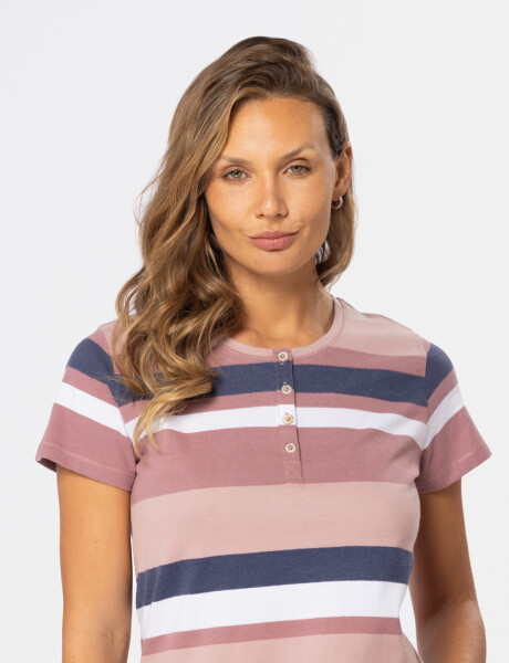 REMERA RAYADA Rosado