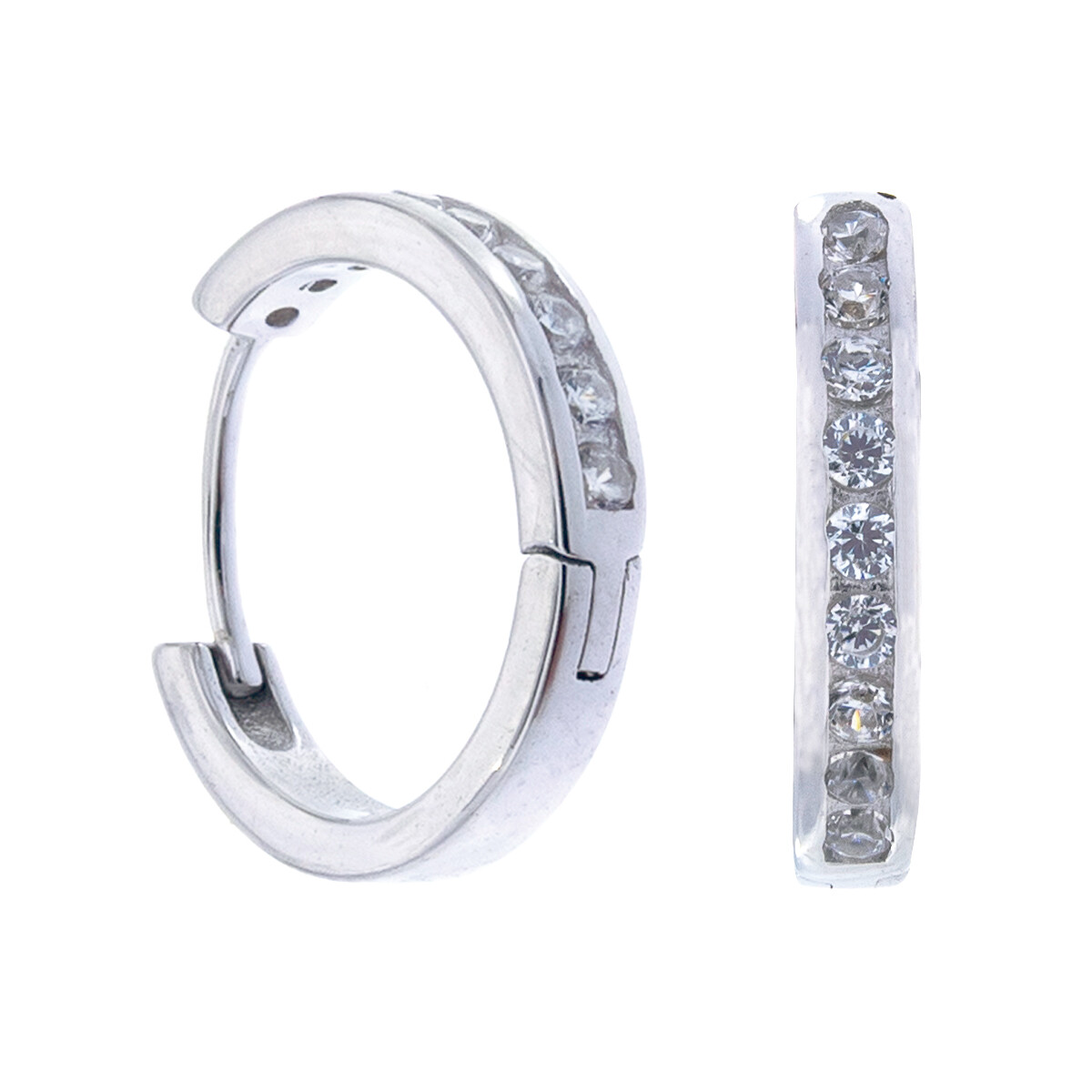 Par de aros de plata 925 rodinado con circonias. 