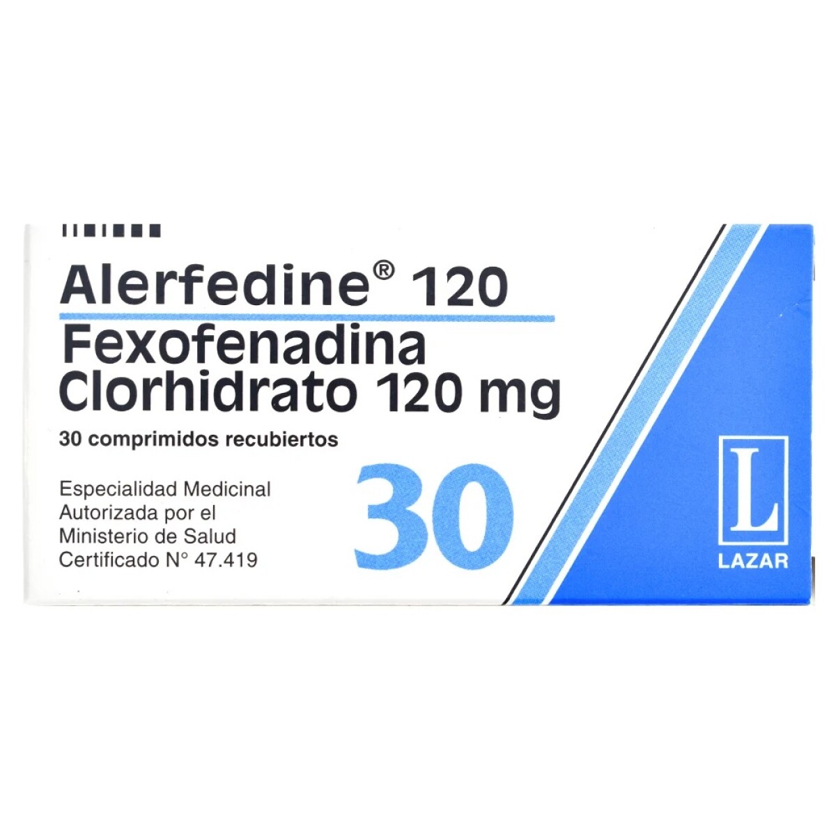 Alerfedine 120 mg 30 Recubiertos - Comprimidos 