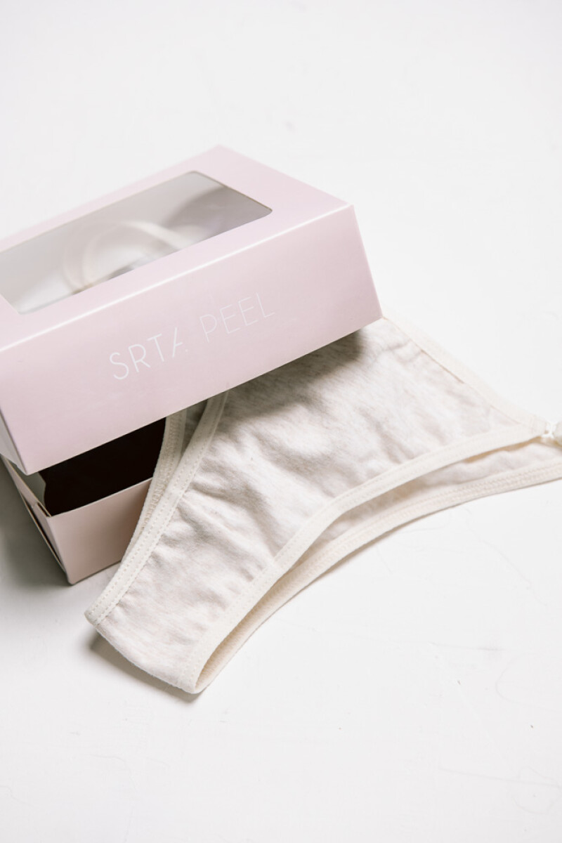 Pack de 3 Pantie Peel [B17] Algodón - Crema, Gris y Negro Pack