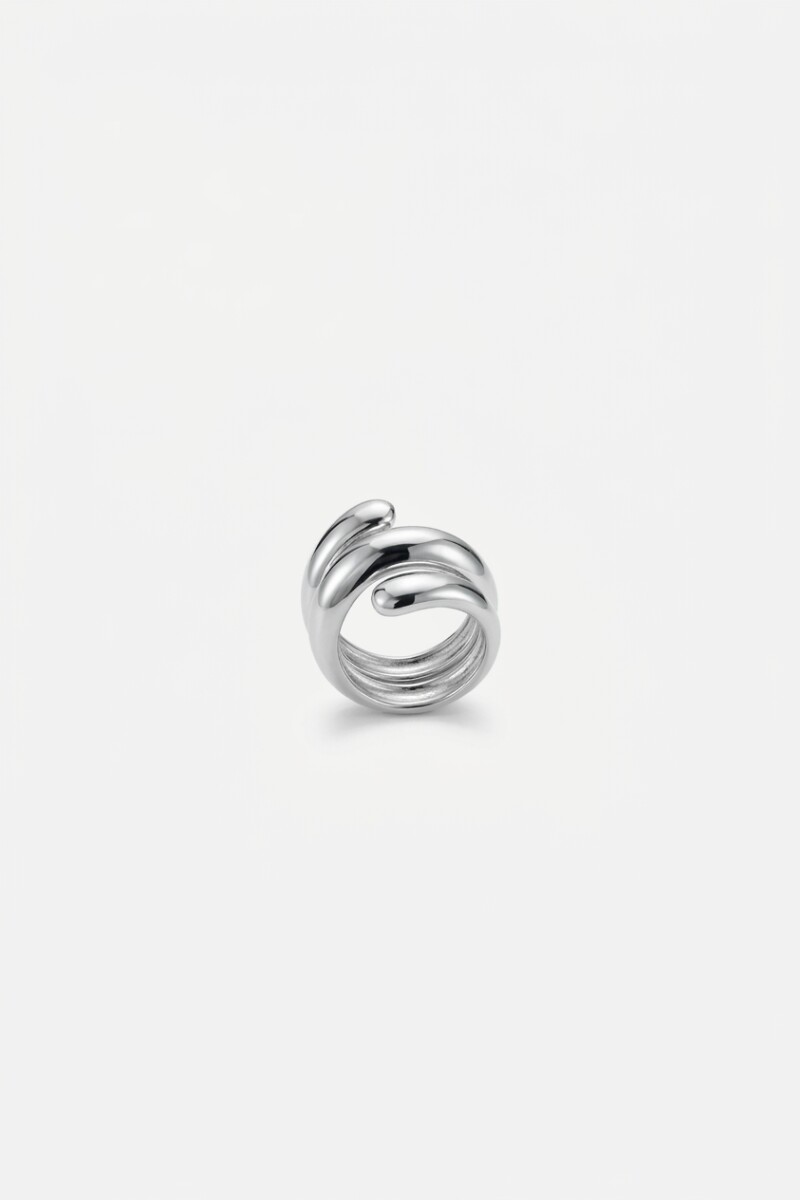 Anillo acero triple plateado