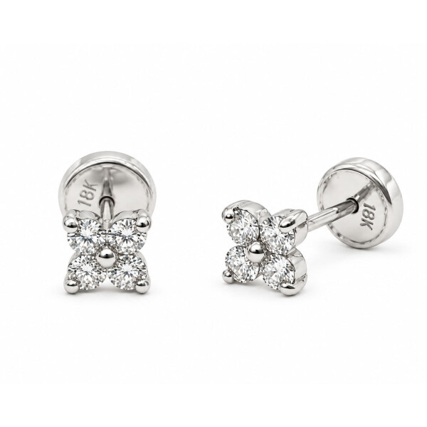 Caravanas Lía Abridores en Oro Blanco 18k. con Brillantes. Caravanas Lía Abridores en Oro Blanco 18k. con Brillantes.