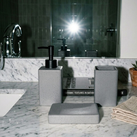 Set accesorios para baño cerámica gris Set accesorios para baño cerámica gris
