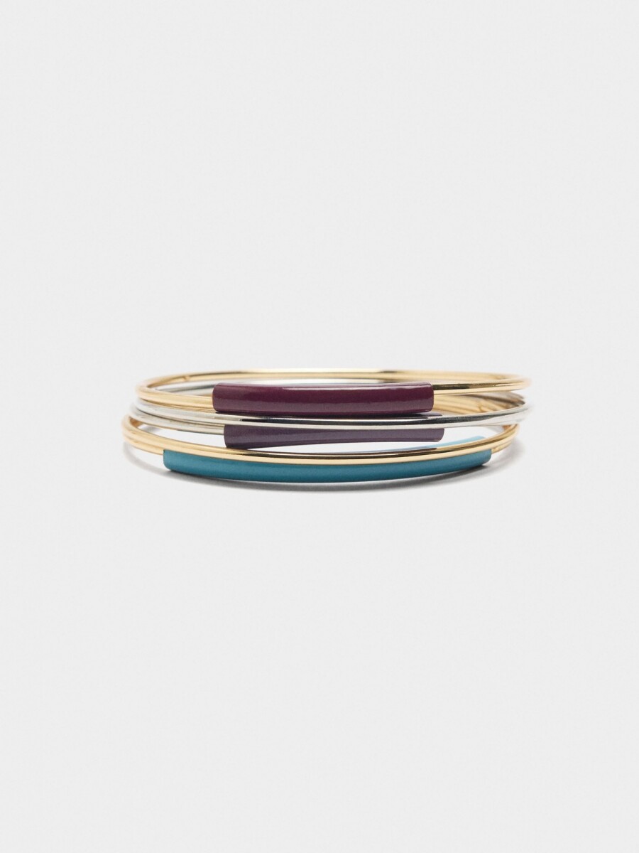 Set De Pulseras Con Esmalte multicolor