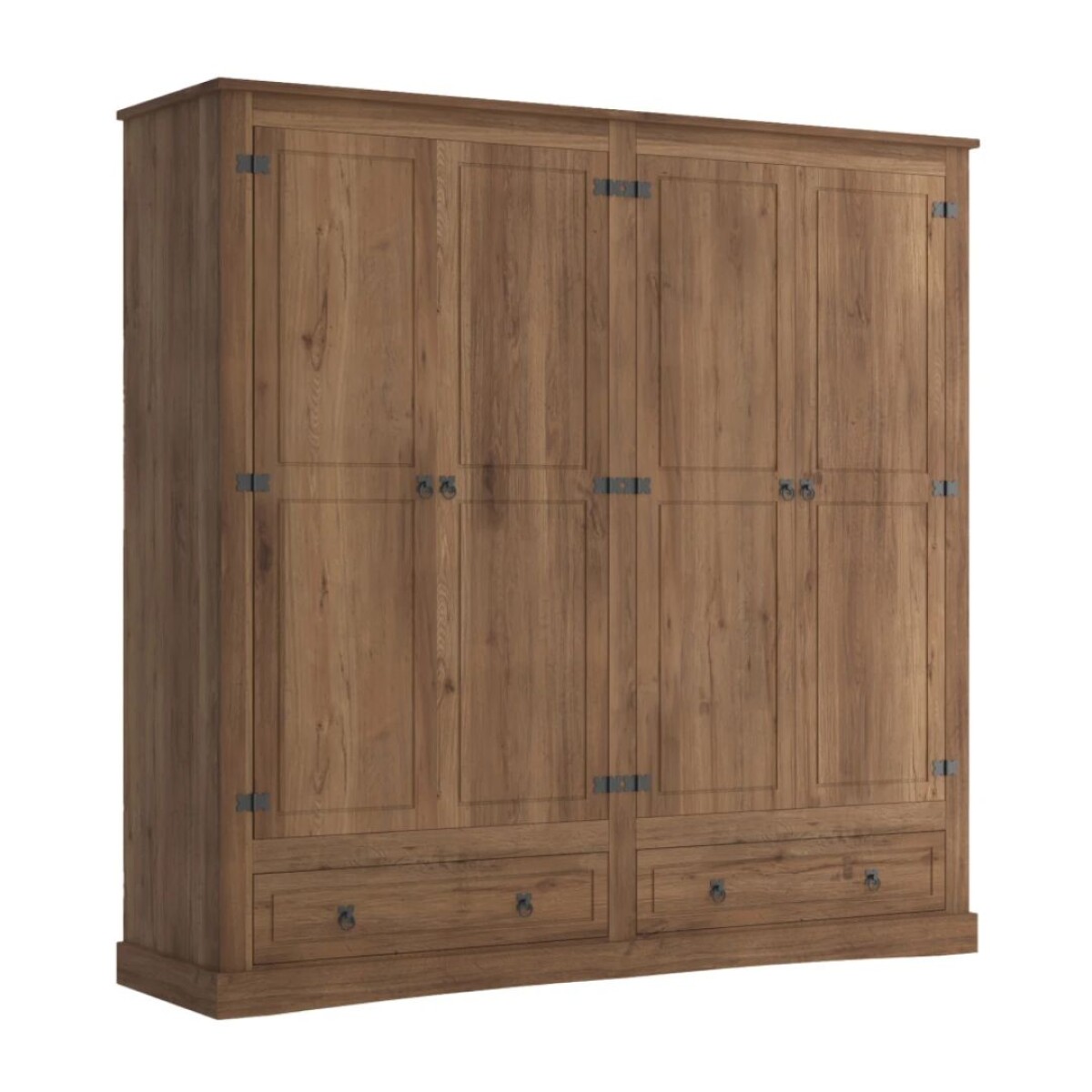 Ropero 4 Puertas Linea Mexicana Madera Maciza Nogal 