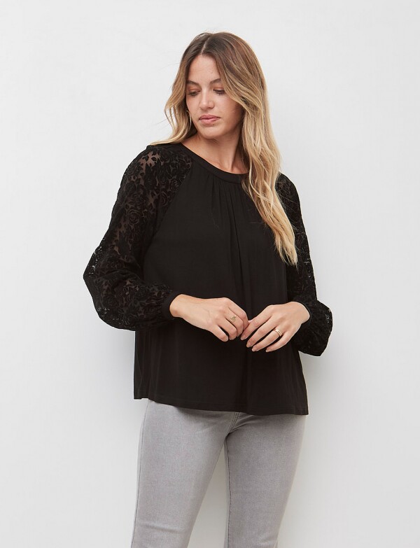 Blusa Detalle Manga NEGRO