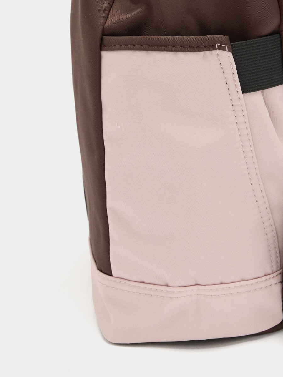 Mochila Color Block Con Nylon burdeos