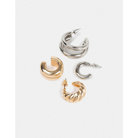 Set De Aros Chunky Combinacion Bicolor