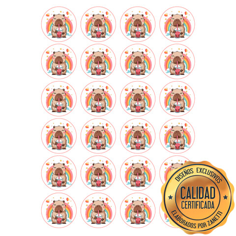 Lámina Capibara Corazones y Estrellas x24