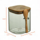 Recipiente Hermetico Vidrio Tapa Bamboo Cuchara 1000 Ml Sin Color