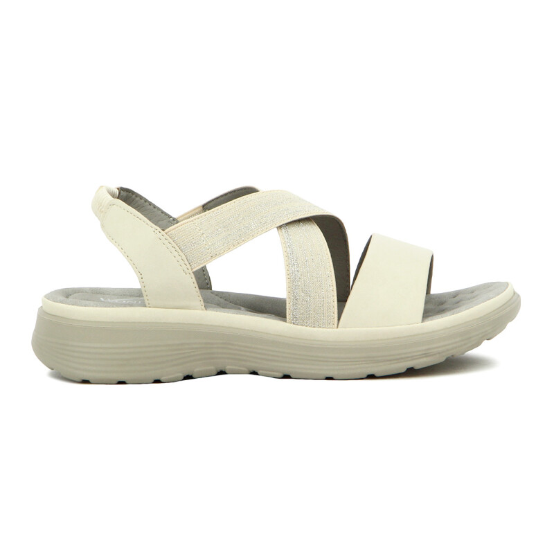 Wonder Sandalia Dama Confort Tiras Cruzada C/ Elastico Beige