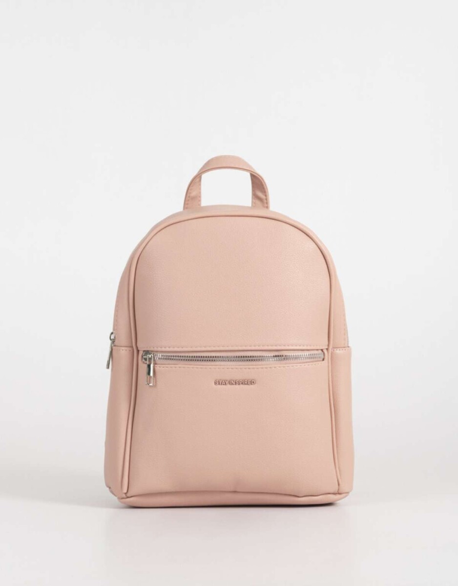 Mochila De Cuerina Con Bolsillo - Rosa Viejo 