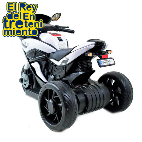 Moto Auto A Batería C/ Reversa, Luces Sonido Colores Blanco