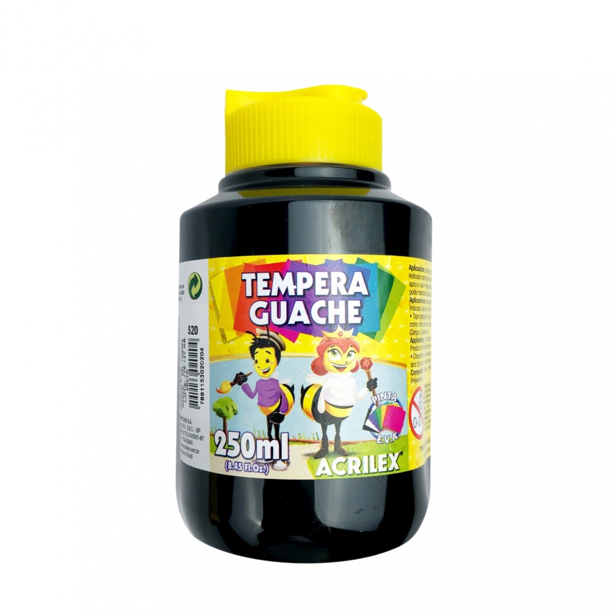Tempera Acrilex 250ml - 520 Negro 