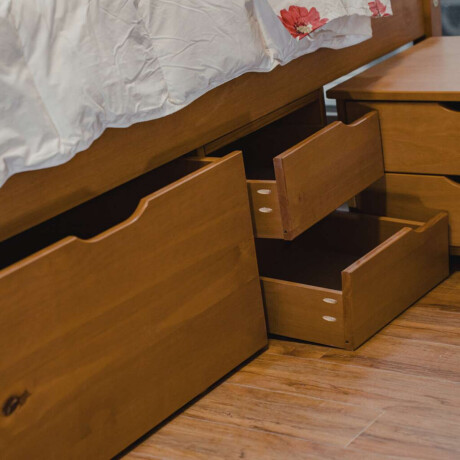Cama 2 plazas con Cajones Charme Linea Funcional Amendoa