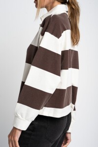 Sweater Polo Rayado Marron