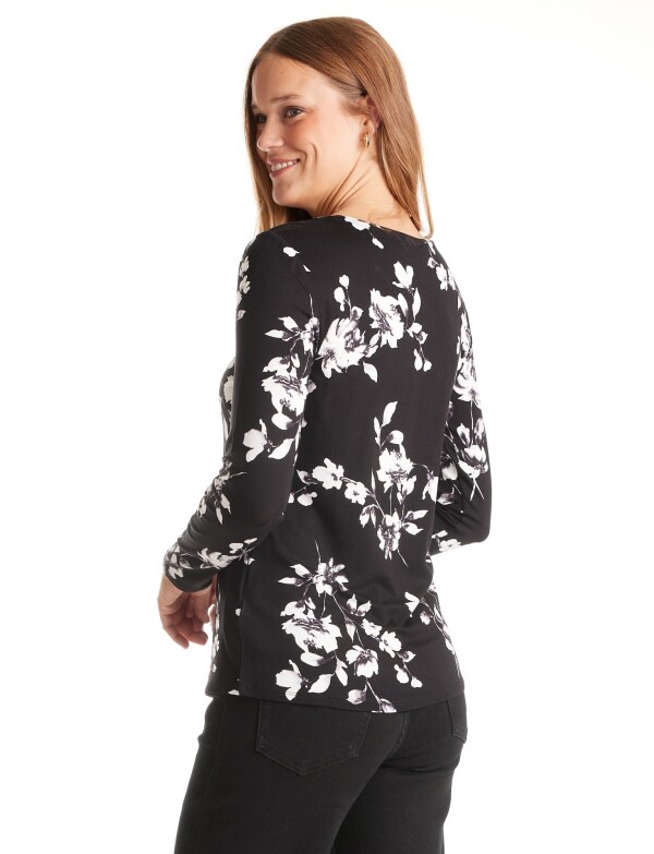 Remera Flores NEGRO/BLANCO