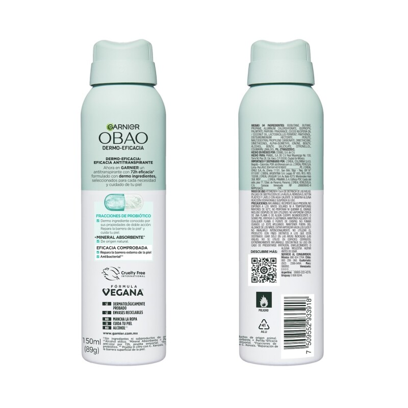 Desodorante Garnier Obao Dermo Eficacia Probiótico 150 Ml. Desodorante Garnier Obao Dermo Eficacia Probiótico 150 Ml.