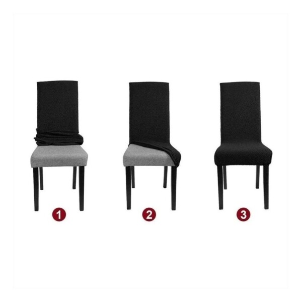 Funda Cubre Sillas Universal Comedor Elastizada Lavable X3 Color Variante GRISOSCURO