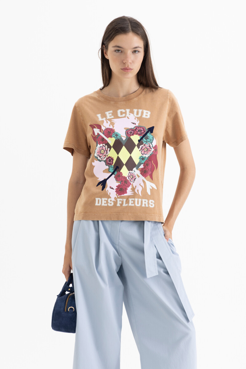 Remera Fleurs Camel