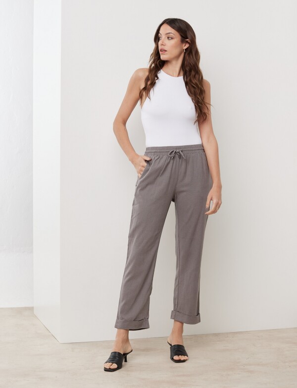 Pantalon Lino GRIS OSCURO